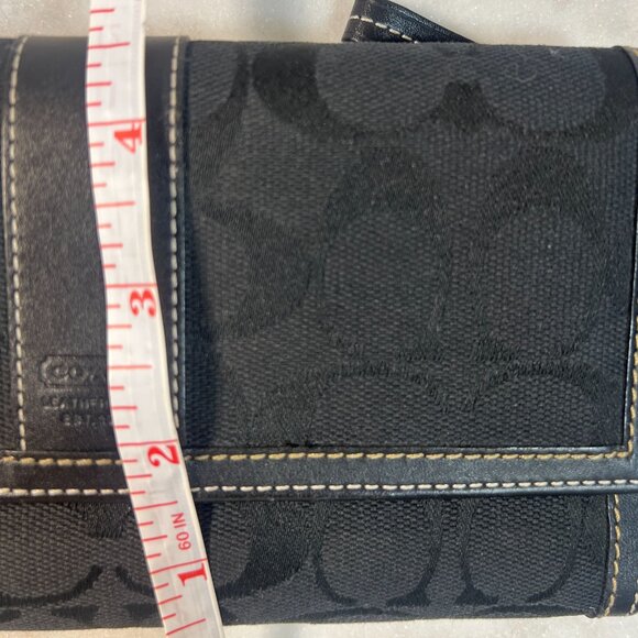 Coach Black Signature Canvas & Leather Wallet Purse Check Book Credit Cards ID - Picture 8 of 8